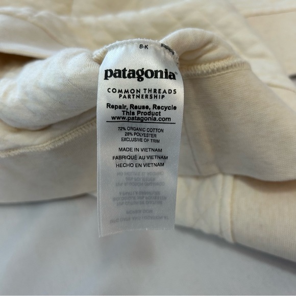 Patagonia Snap T Quilted Pullover Sweater Cream/Navy Blue Size Medium - Picture 7 of 10